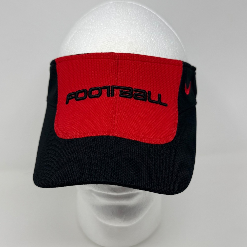 Sample Nike Team Football Visor Black Red Embroidered Stretch Universal Fit Y2K